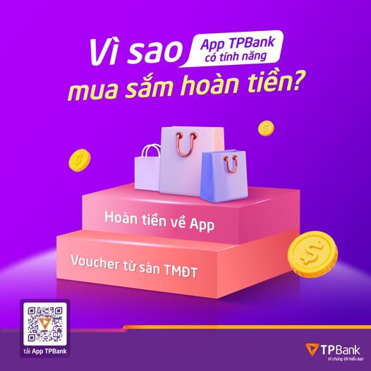 App TPBank có tính năng MUA SẮM HOÀN TIỀN để bạn nhận ƯU ĐÃI 2 TẦNG