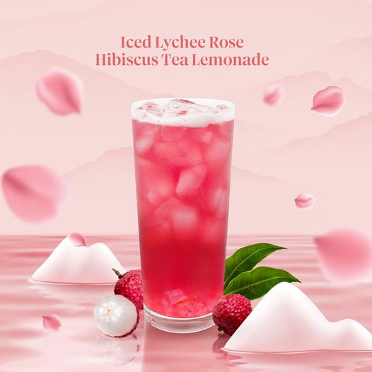 THỬ NGAY MÓN MỚI ICED LYCHEE ROSE HIBISCUS TEA LEMONADE