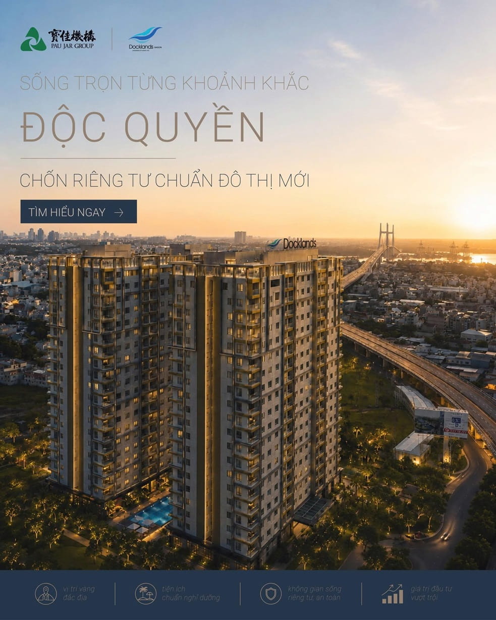 SỐNG TRỌN TỪNG KHOẢNH KHẮC ĐỘC QUYỀN – CHỐN RIÊNG TƯ CHUẨN ĐÔ THỊ MỚI - Docklands Saigon