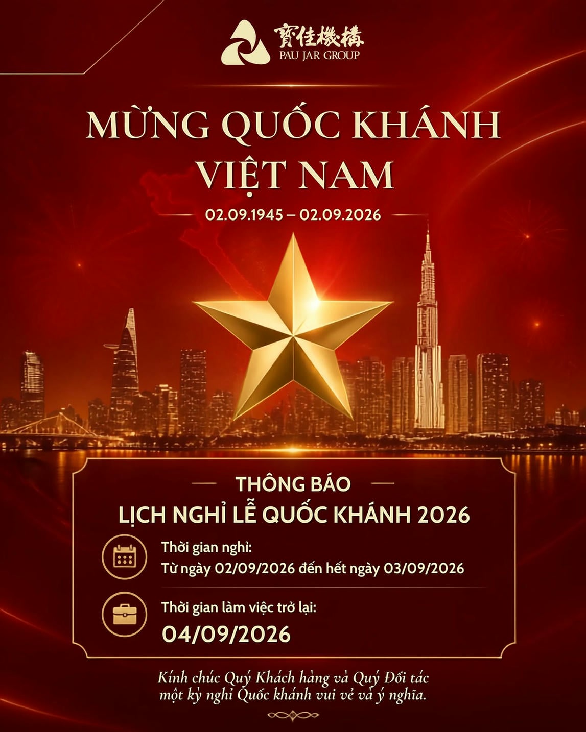 Pau Jar Group Chúc Mừng Lễ Quốc Khánh 2/9 - Tự Hào Việt Nam